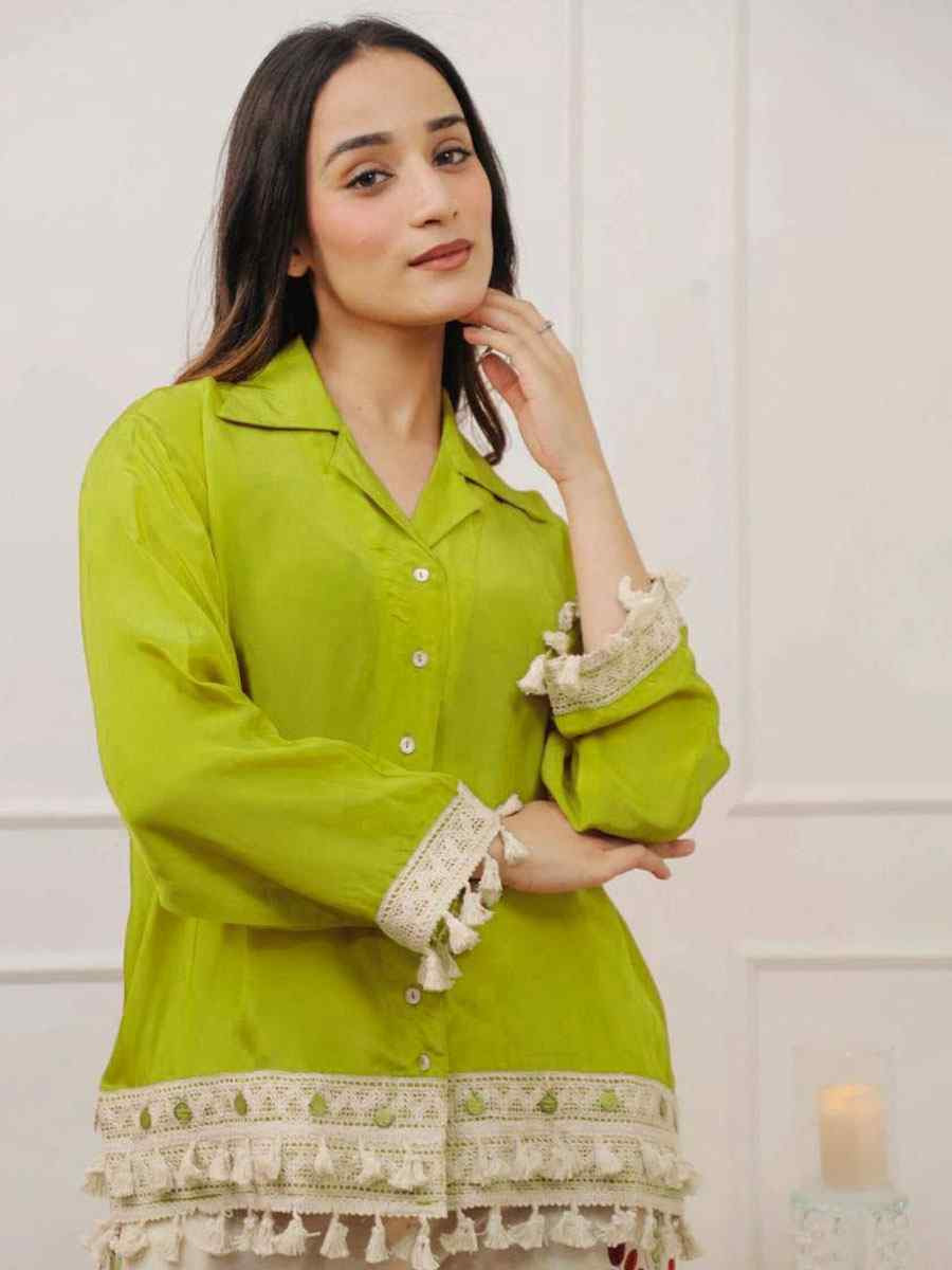 Green Rayon Printed Festival Casual Kurti Bottom Women Wear