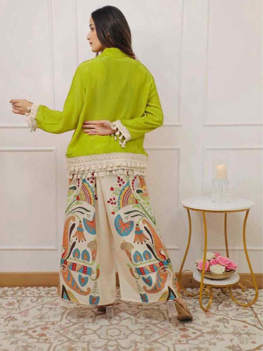 Green Rayon Printed Festival Casual Kurti Bottom Women Wear