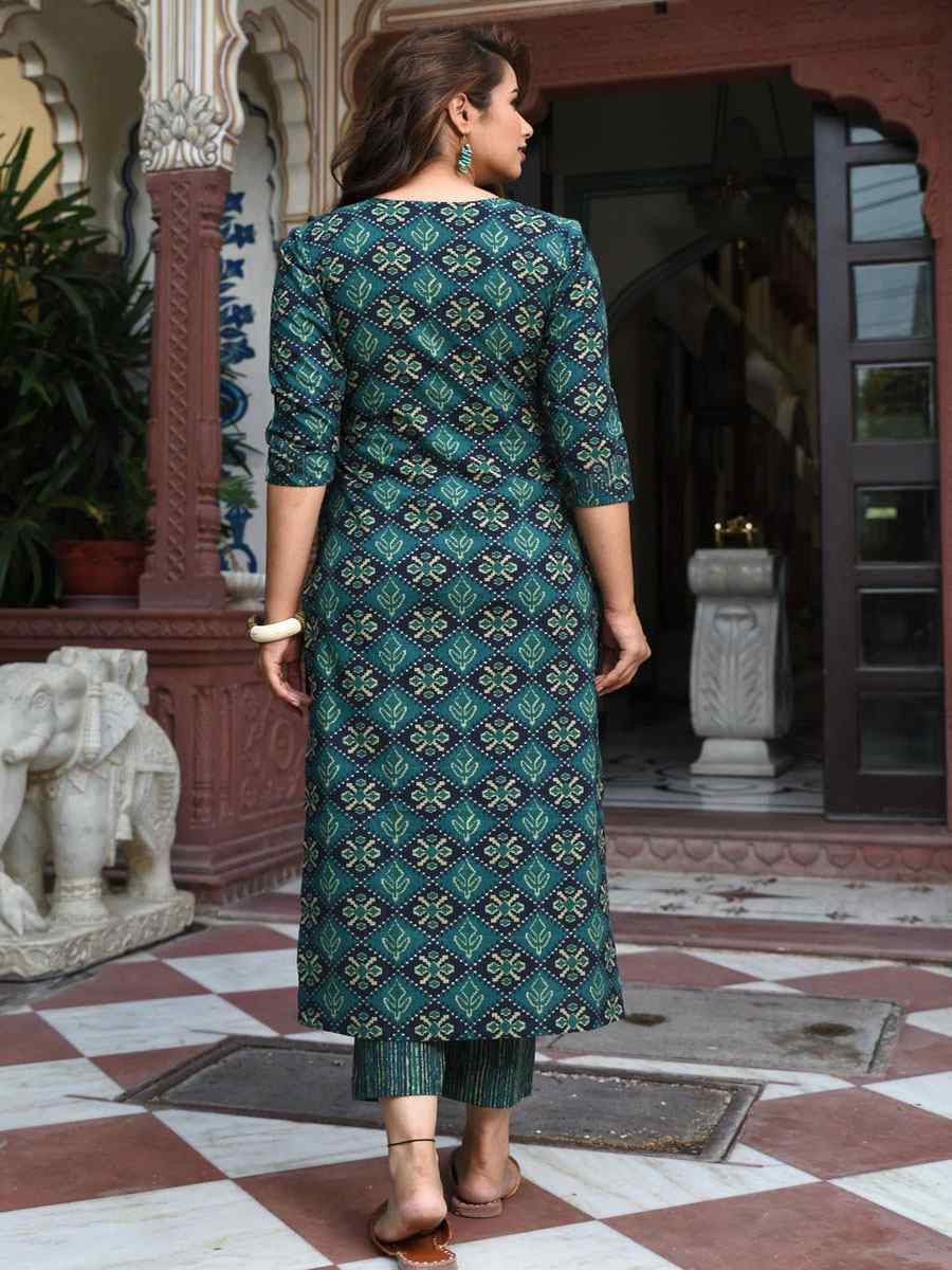 Green Rayon Printed Party Festival Casual Ready Pant Salwar Kameez