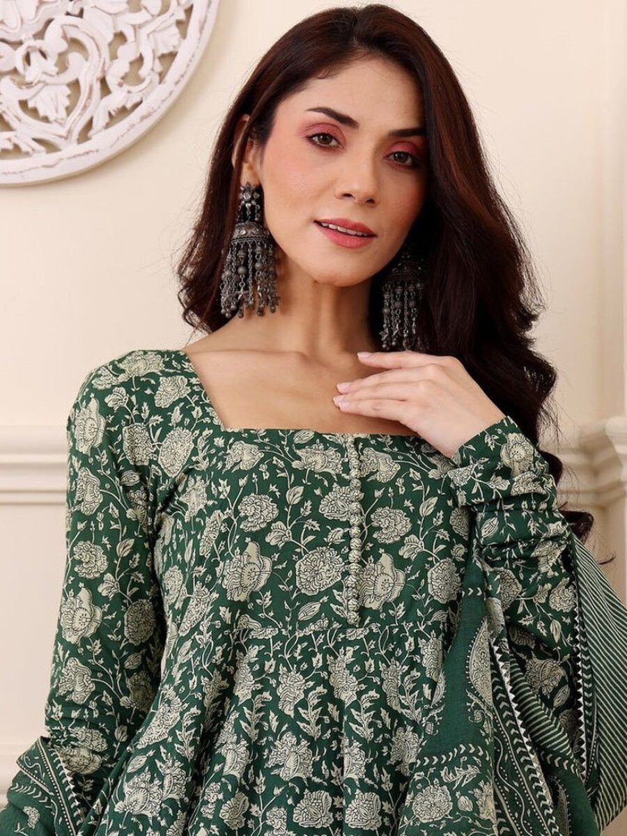 Green Rayon Printed Wedding Party Festival Casual Ready Palazzo Pant Salwar Kameez