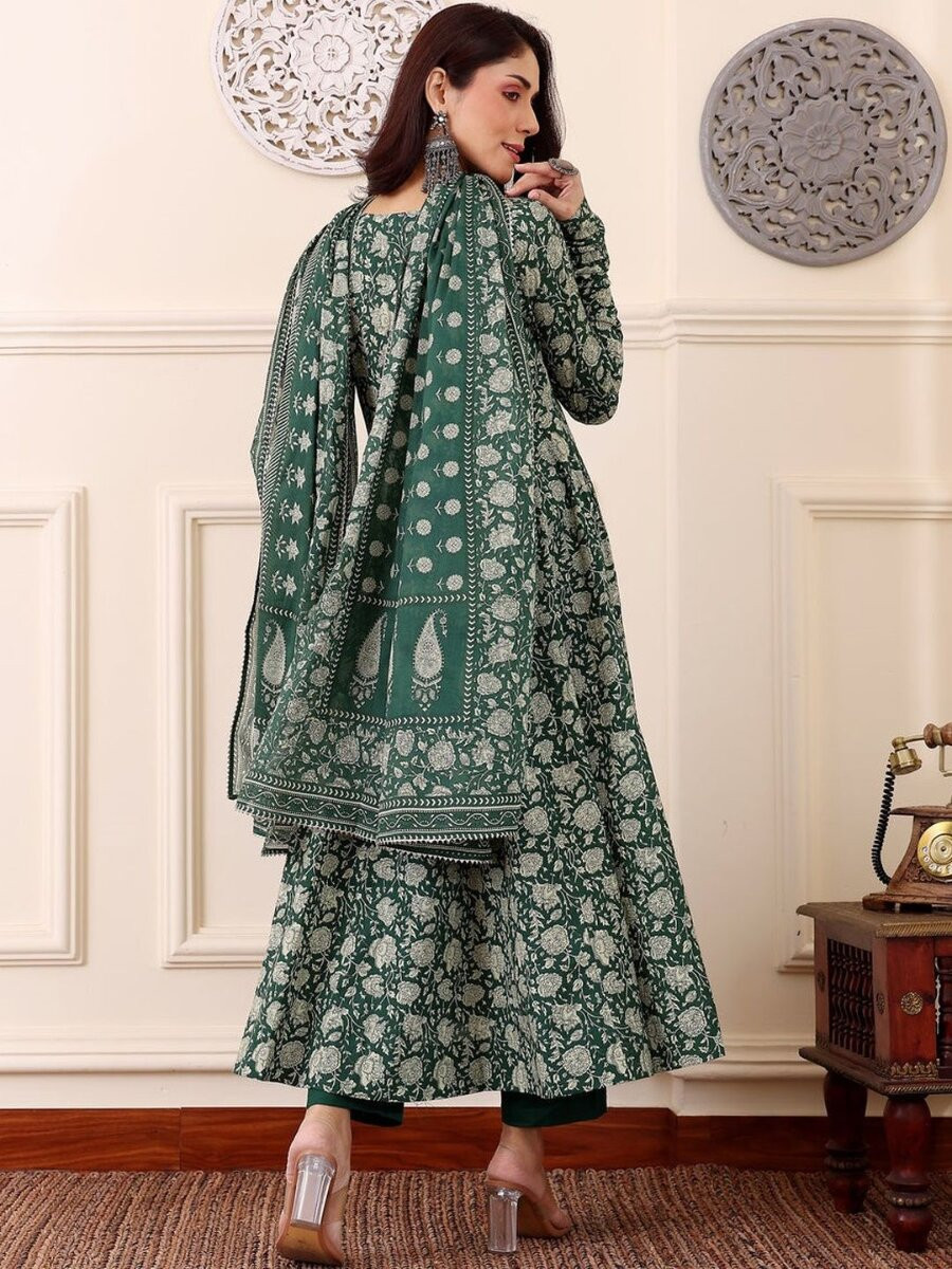Green Rayon Printed Wedding Party Festival Casual Ready Palazzo Pant Salwar Kameez