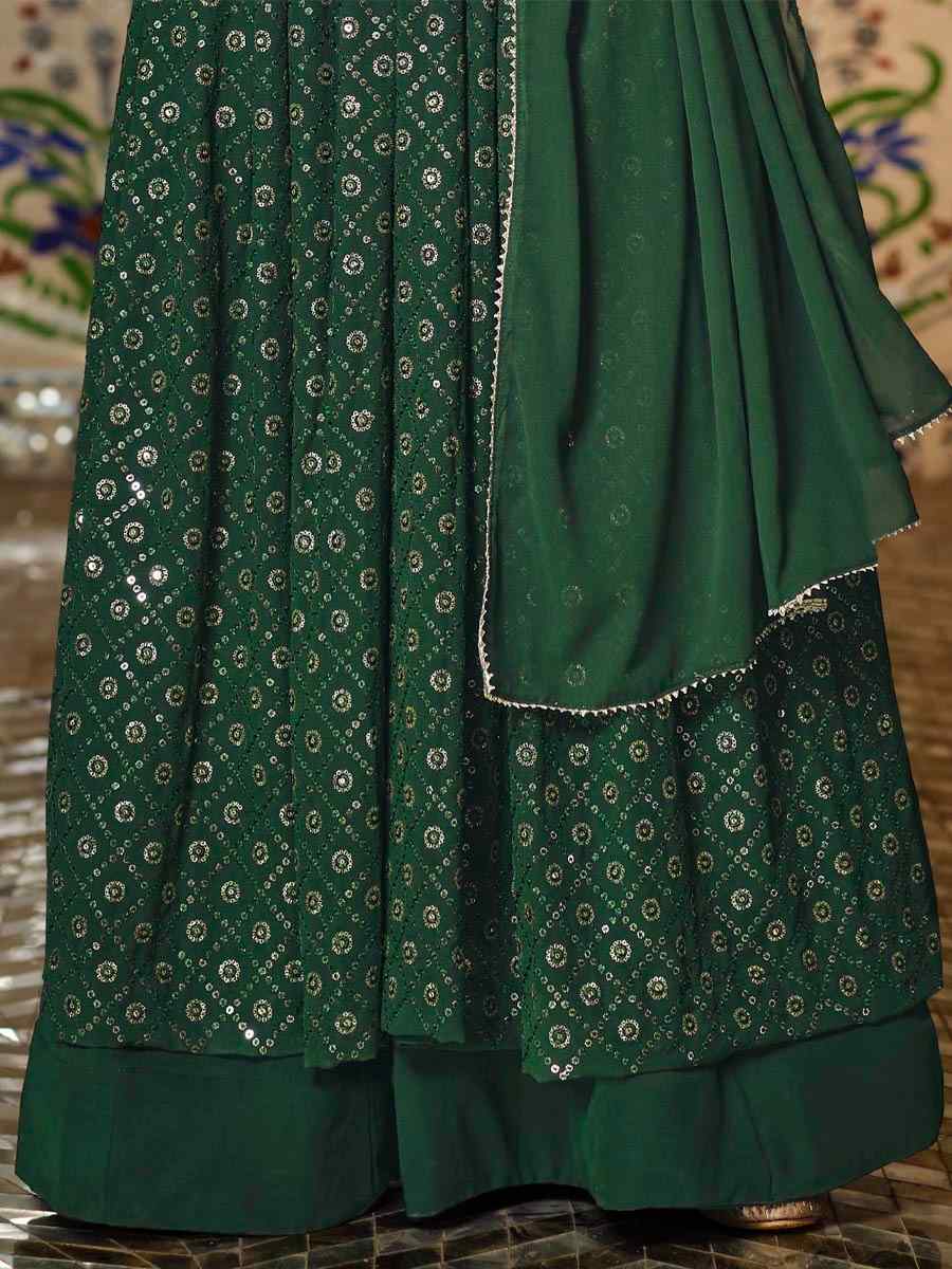 Green Real Georgette Embroidered Party Festival Anarkali Salwar Kameez