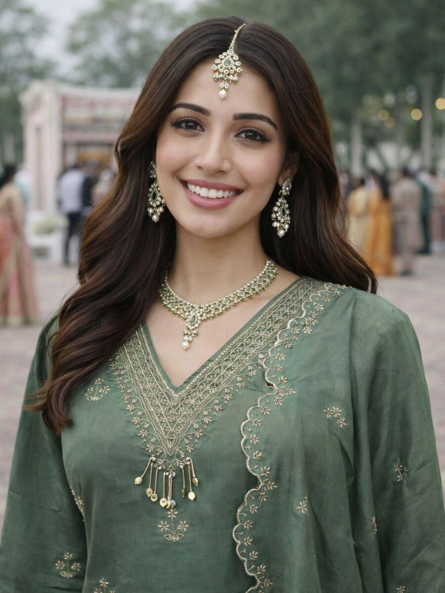 Green Real Premium Roman Silk Embroidery Sequins Wedding Party Festival Casual Ready Palazzo Pant Salwar Kameez