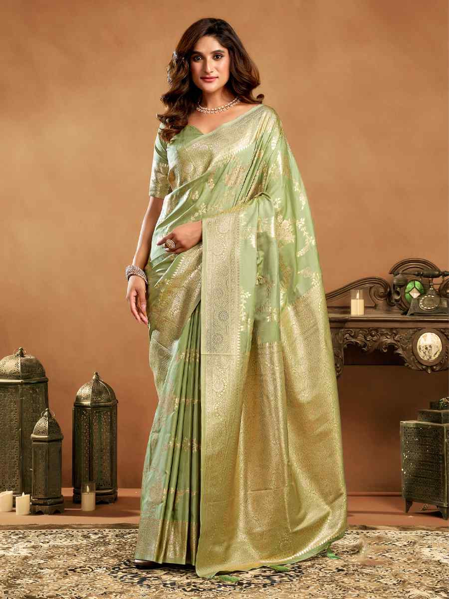 Green Rich Pallu Silk Handwoven Traditional Bridal Reception Festival Wedding Fancy Heavy Border Saree