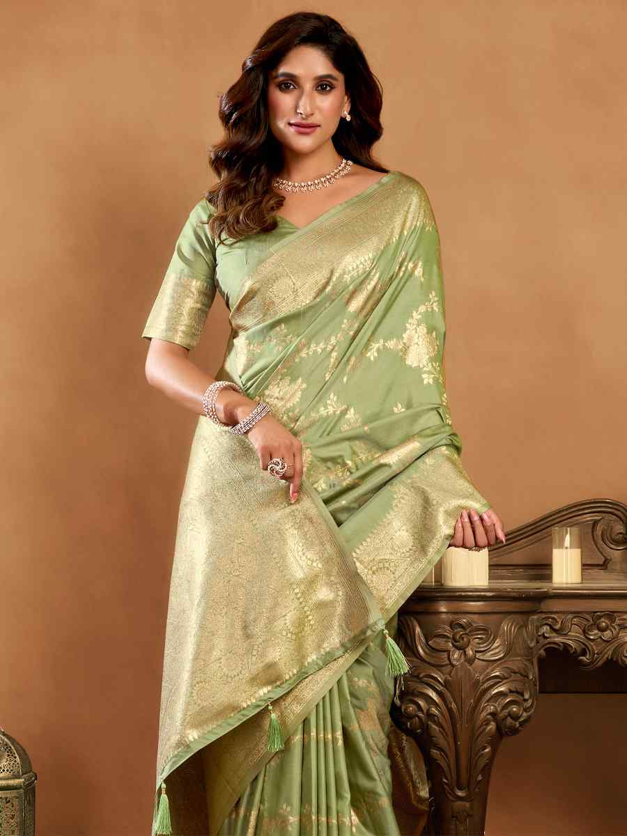 Green Rich Pallu Silk Handwoven Traditional Bridal Reception Festival Wedding Fancy Heavy Border Saree