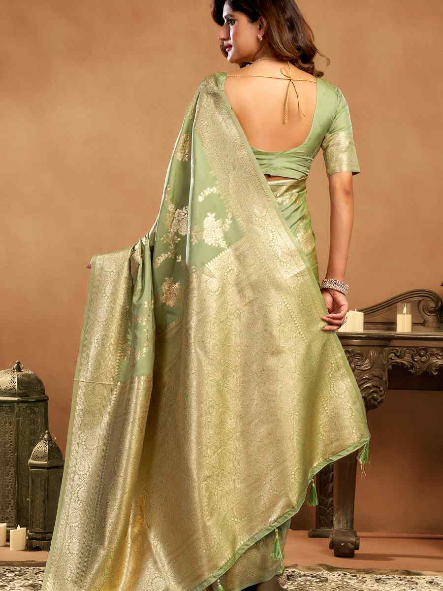 Green Rich Pallu Silk Handwoven Traditional Bridal Reception Festival Wedding Fancy Heavy Border Saree