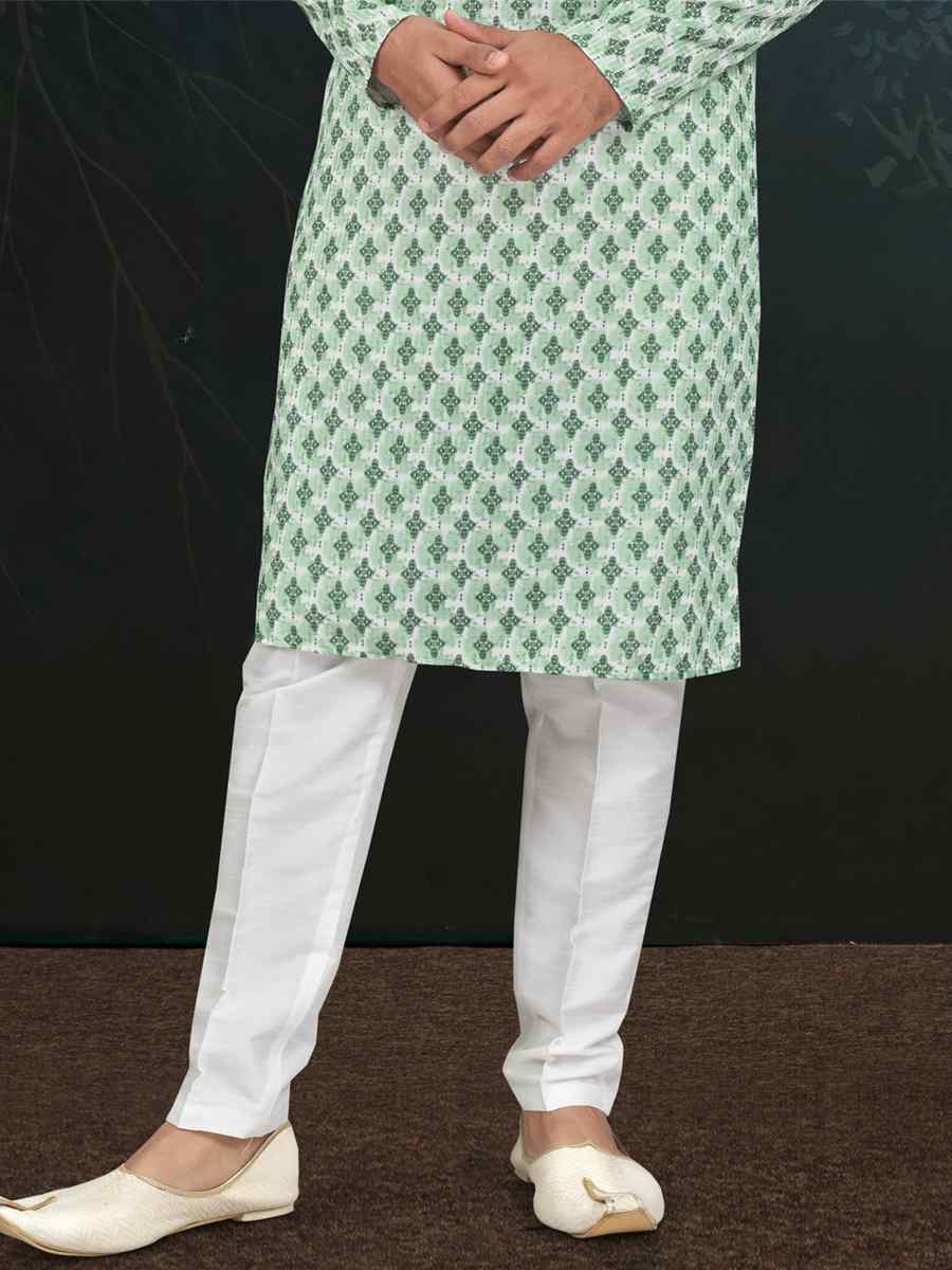 Green Royan Printed Festival Mehendi Kurta