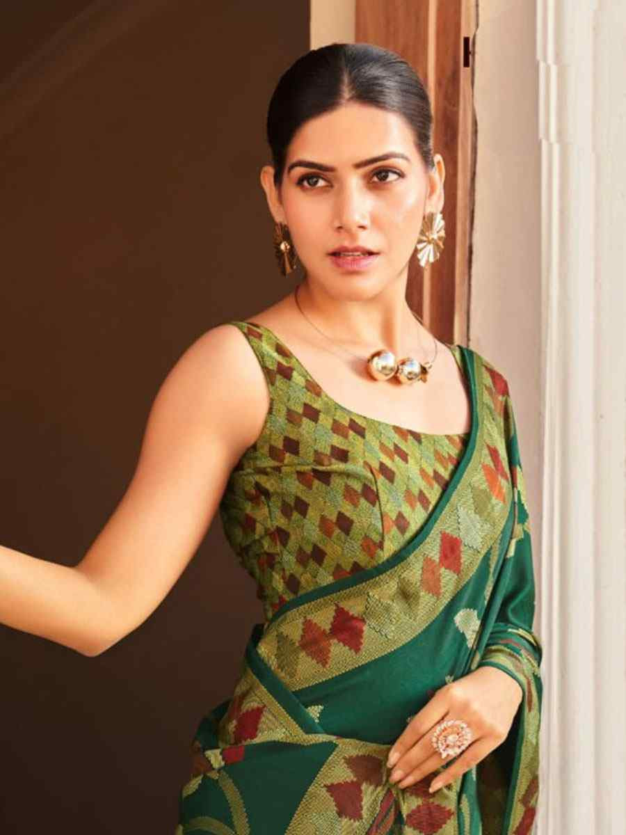 Green Sigma Silk Zari Handwoven Casual Reception Festival Wedding Fancy Heavy Border Saree