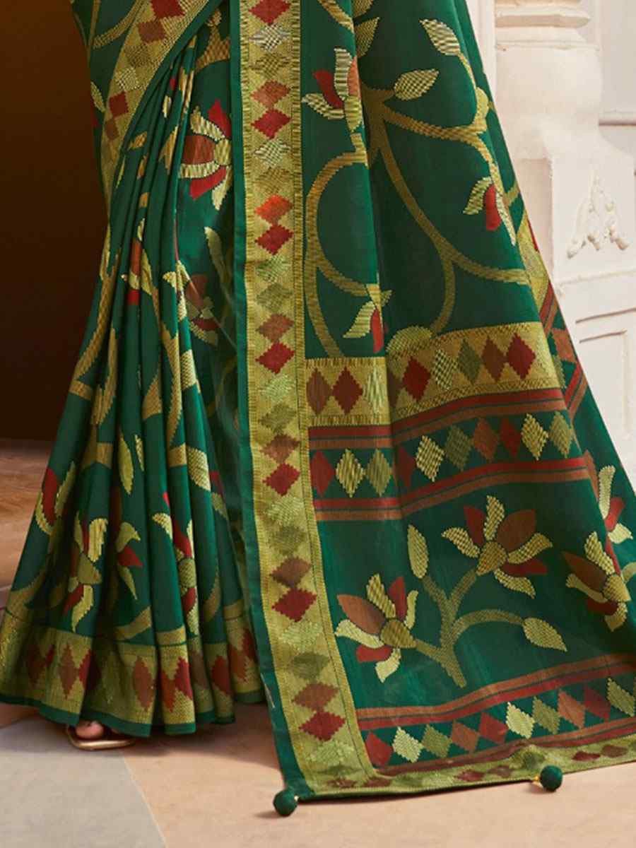 Green Sigma Silk Zari Handwoven Casual Reception Festival Wedding Fancy Heavy Border Saree