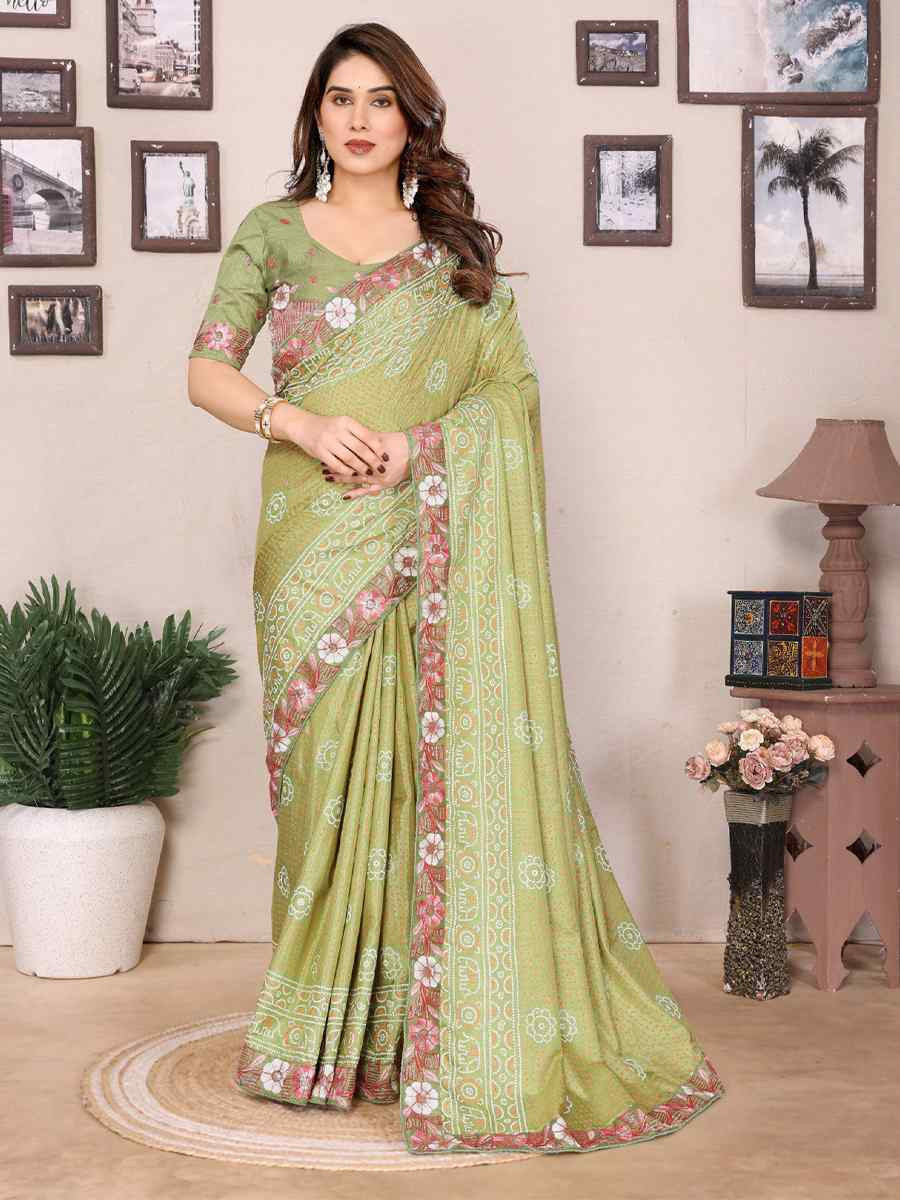 Green Silk Embroidered Festival Wedding Fancy Heavy Border Saree