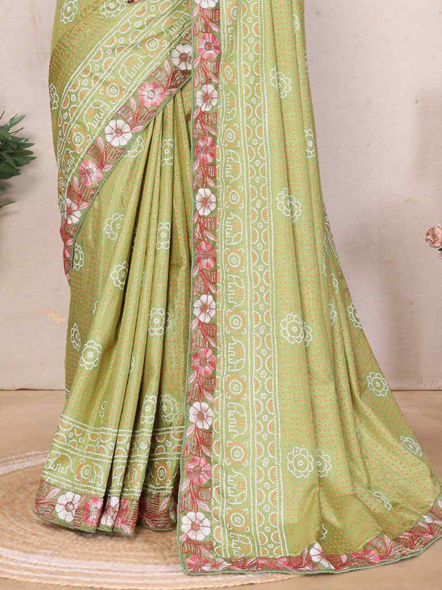 Green Silk Embroidered Festival Wedding Fancy Heavy Border Saree
