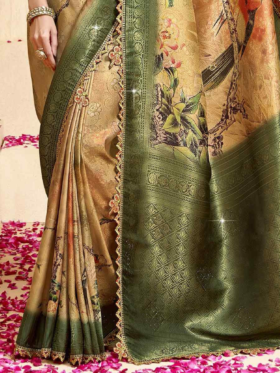 Green Silk Embroidered Festival Wedding Fancy Heavy Border Saree