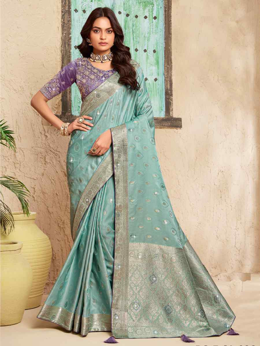 Green Silk Embroidered Festival Wedding Fancy Heavy Border Saree