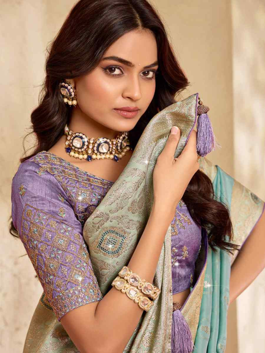 Green Silk Embroidered Festival Wedding Fancy Heavy Border Saree