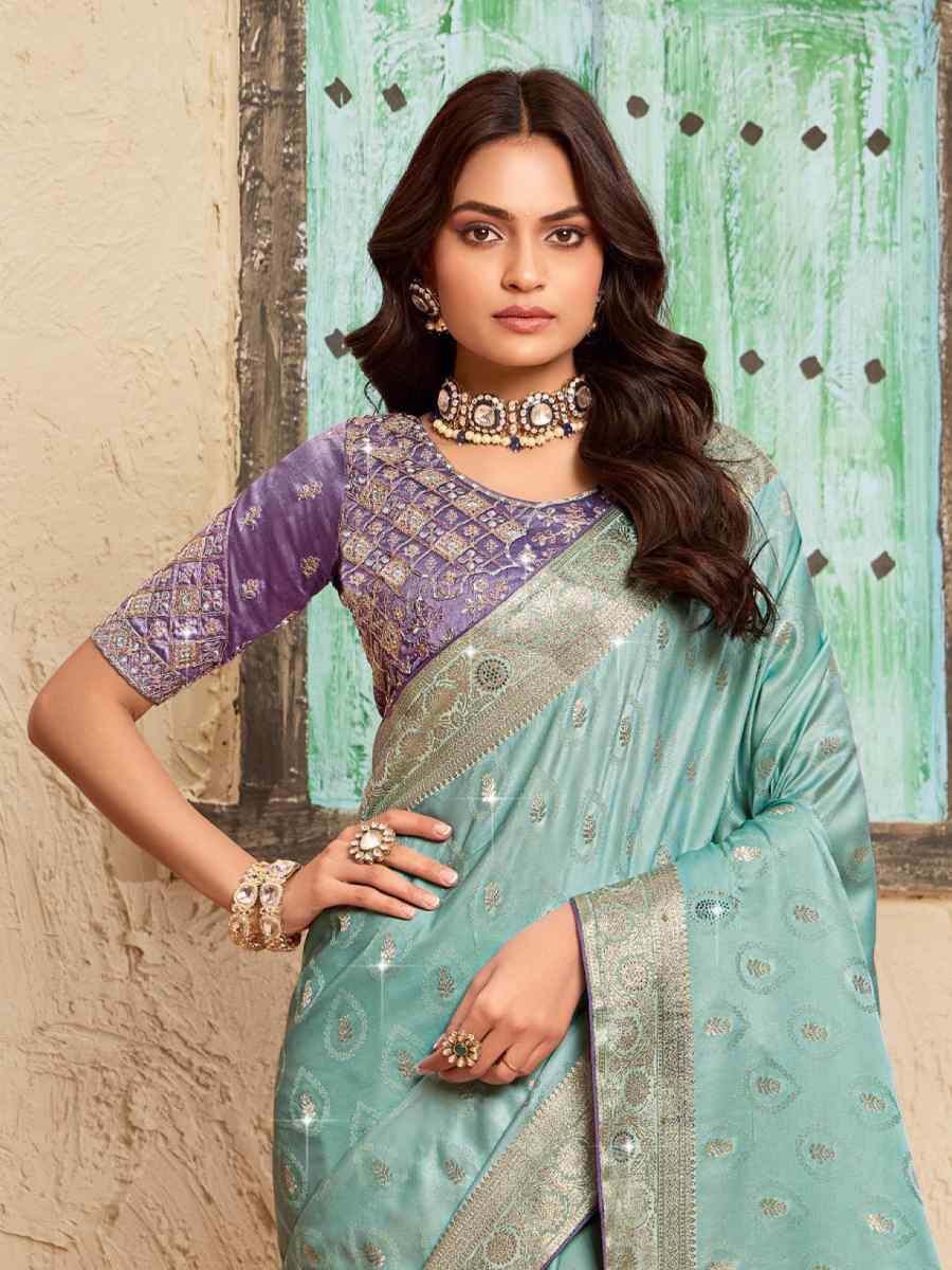 Green Silk Embroidered Festival Wedding Fancy Heavy Border Saree