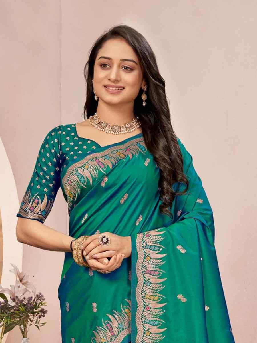 Green Silk Embroidered Festival Wedding Fancy Heavy Border Saree