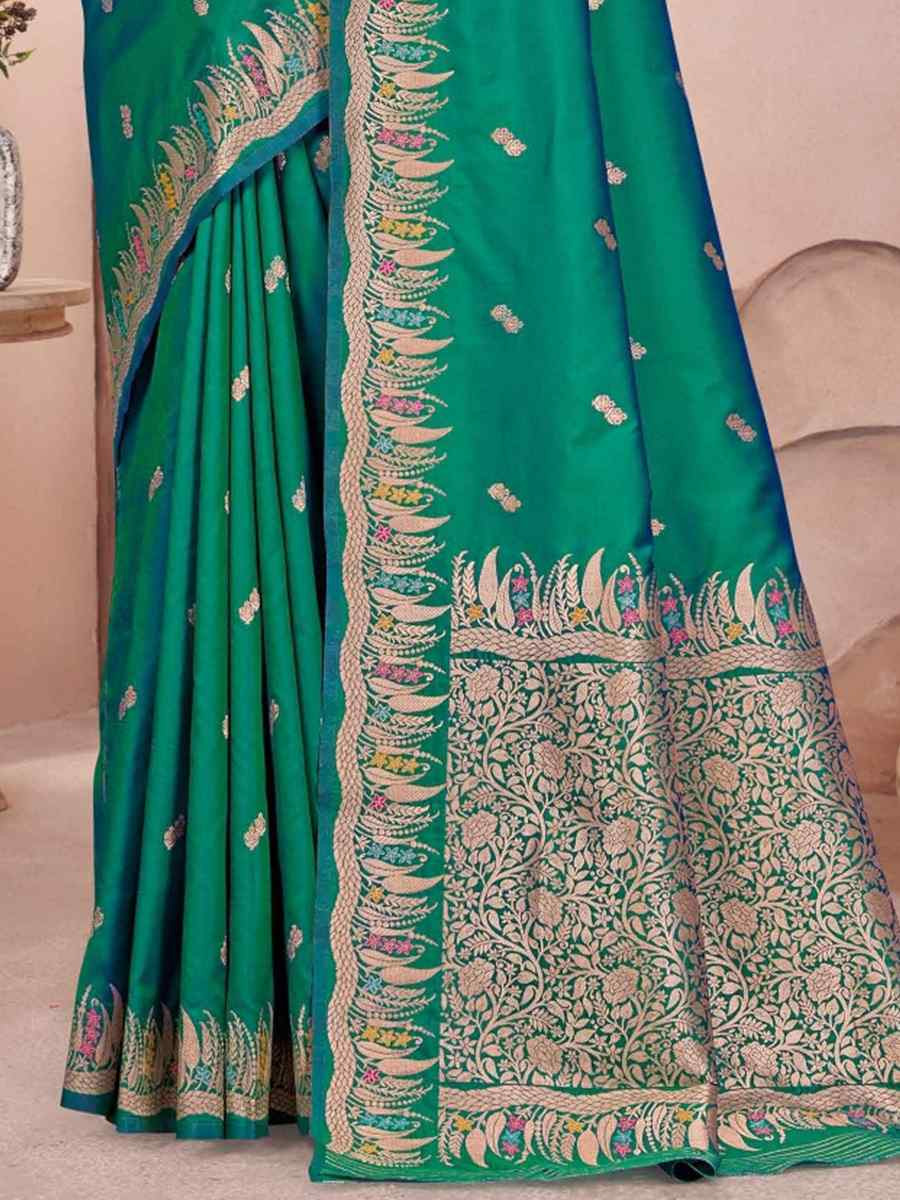 Green Silk Embroidered Festival Wedding Fancy Heavy Border Saree