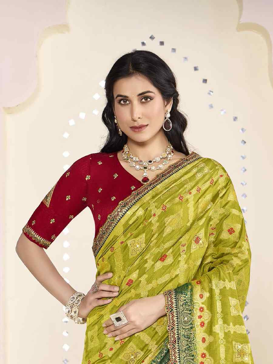 Green Silk Embroidered Festival Wedding Fancy Heavy Border Saree