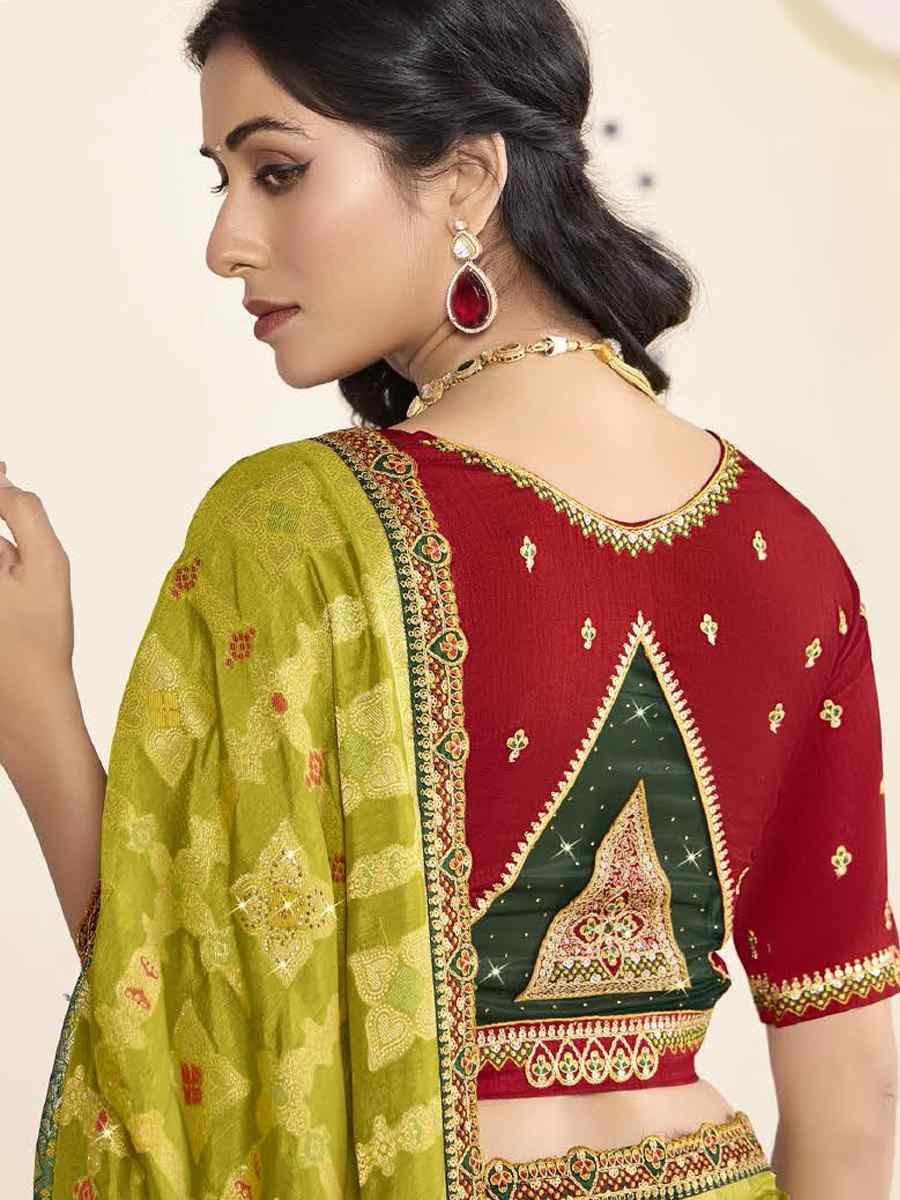 Green Silk Embroidered Festival Wedding Fancy Heavy Border Saree