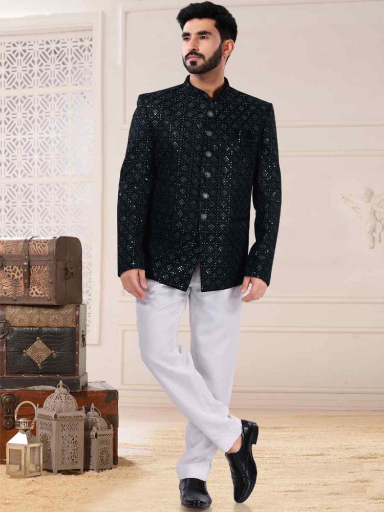 Green Silk Embroidered Festival Wedding Sherwani