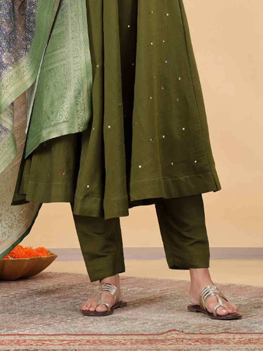 Green Silk Embroidery Party Wedding Festival Casual Ready Pant Salwar Kameez