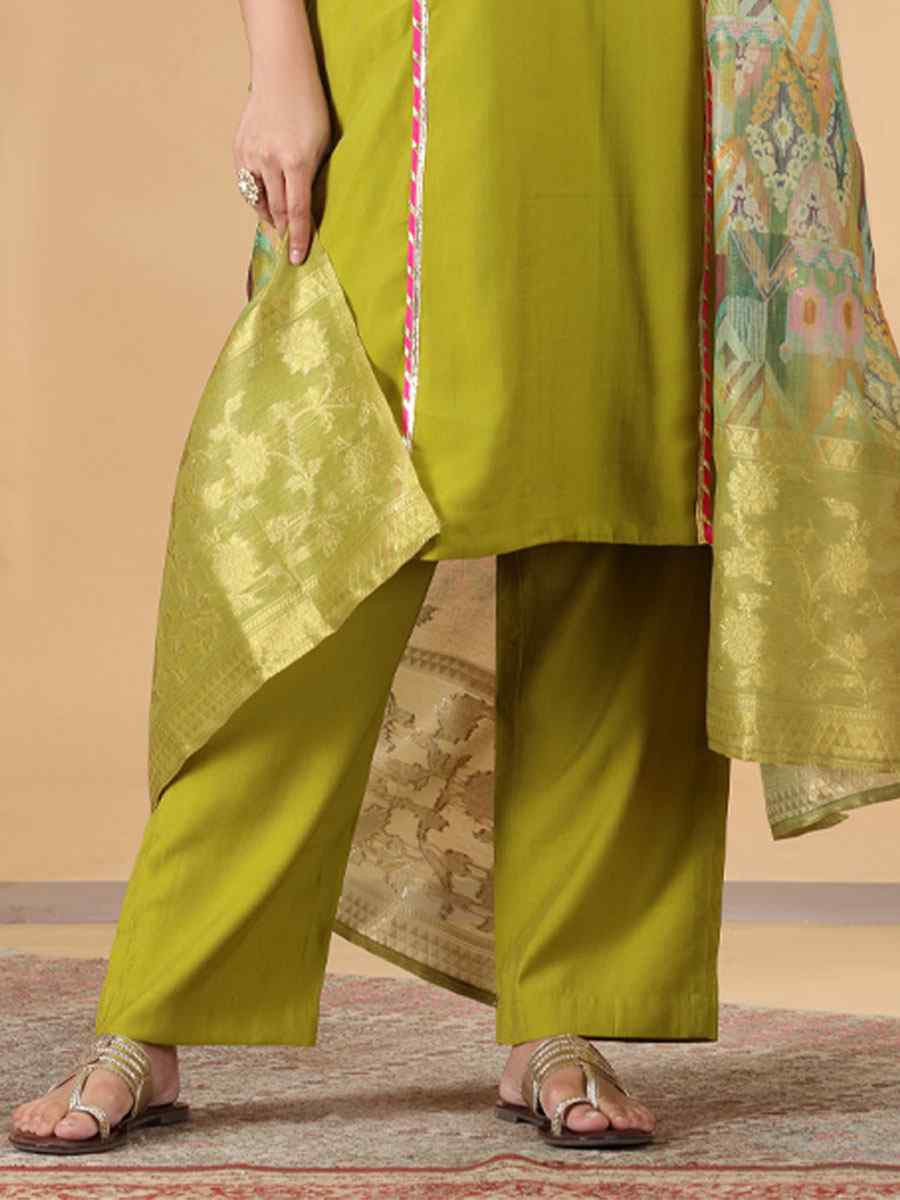 Green Silk Embroidery Party Wedding Festival Casual Ready Pant Salwar Kameez