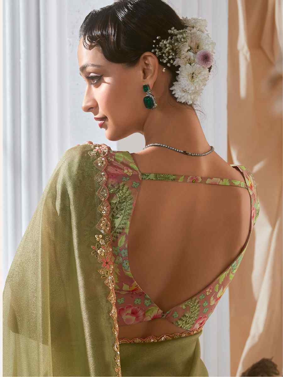 Green Silk Embroidery Traditional Bridal Reception Festival Wedding Fancy Heavy Border Saree