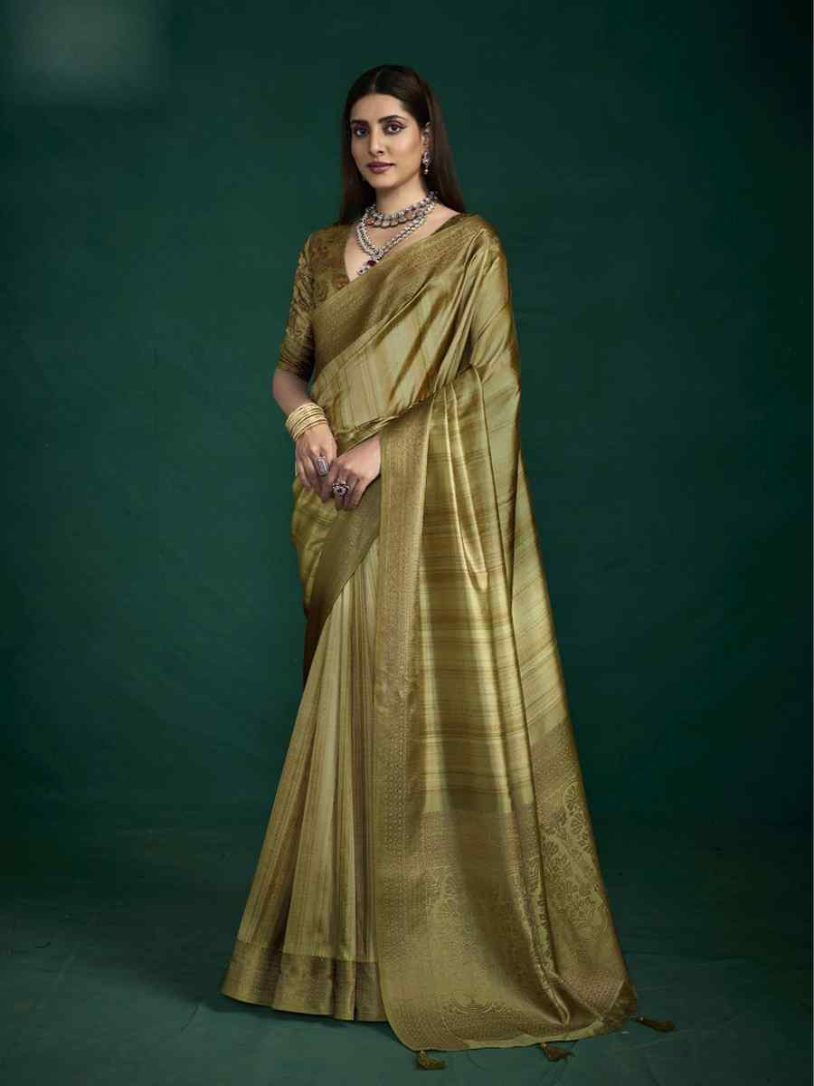 Green Silk Handwoven Bridal Reception Festival Wedding Fancy Heavy Border Saree