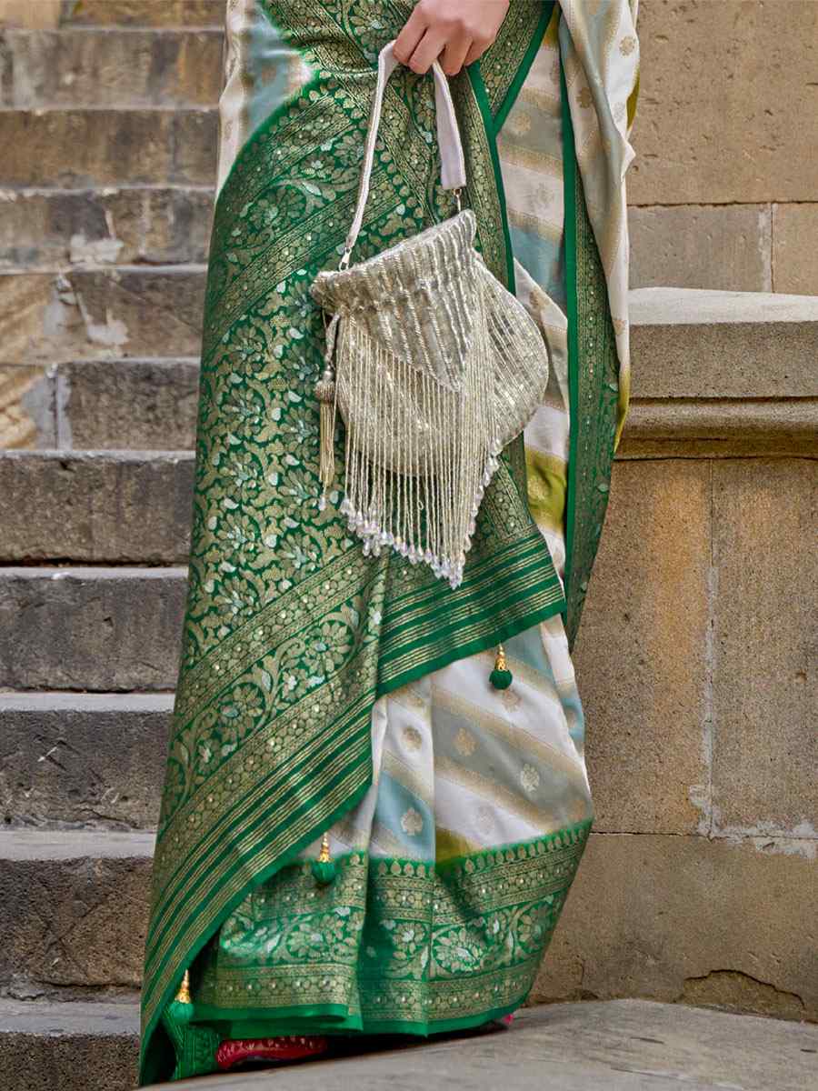 Green Silk Handwoven Casual Festival Heavy Border Saree