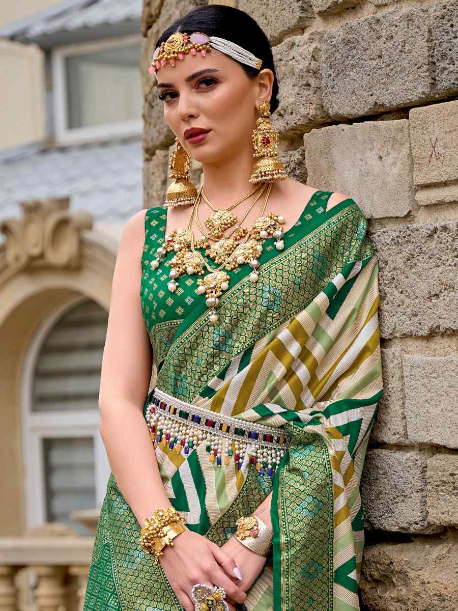 Green Silk Handwoven Casual Festival Heavy Border Saree