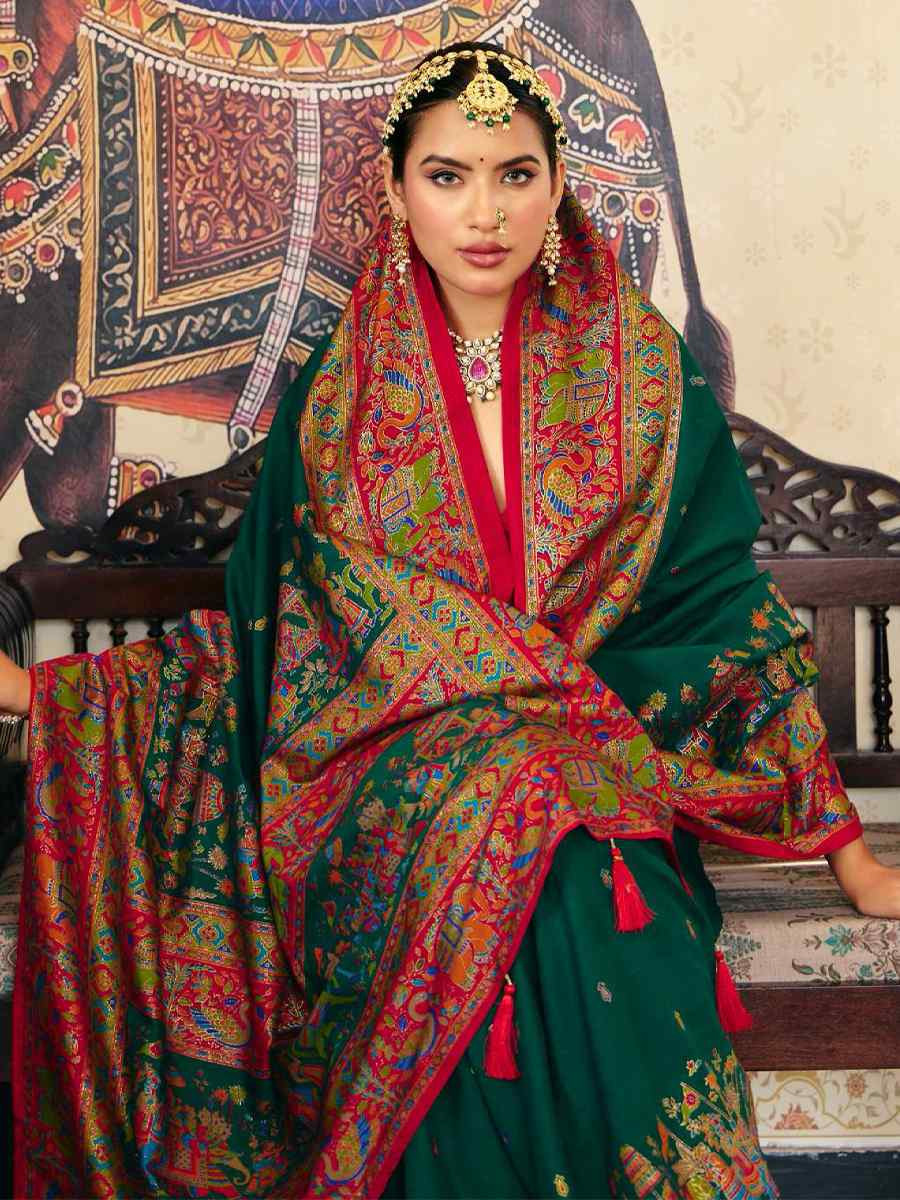 Green Silk Handwoven Casual Reception Festival Wedding Fancy Heavy Border Saree