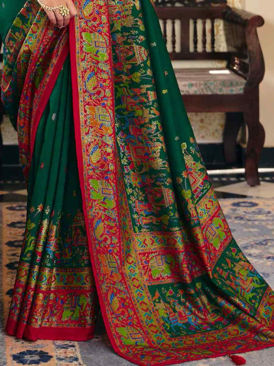 Green Silk Handwoven Casual Reception Festival Wedding Fancy Heavy Border Saree