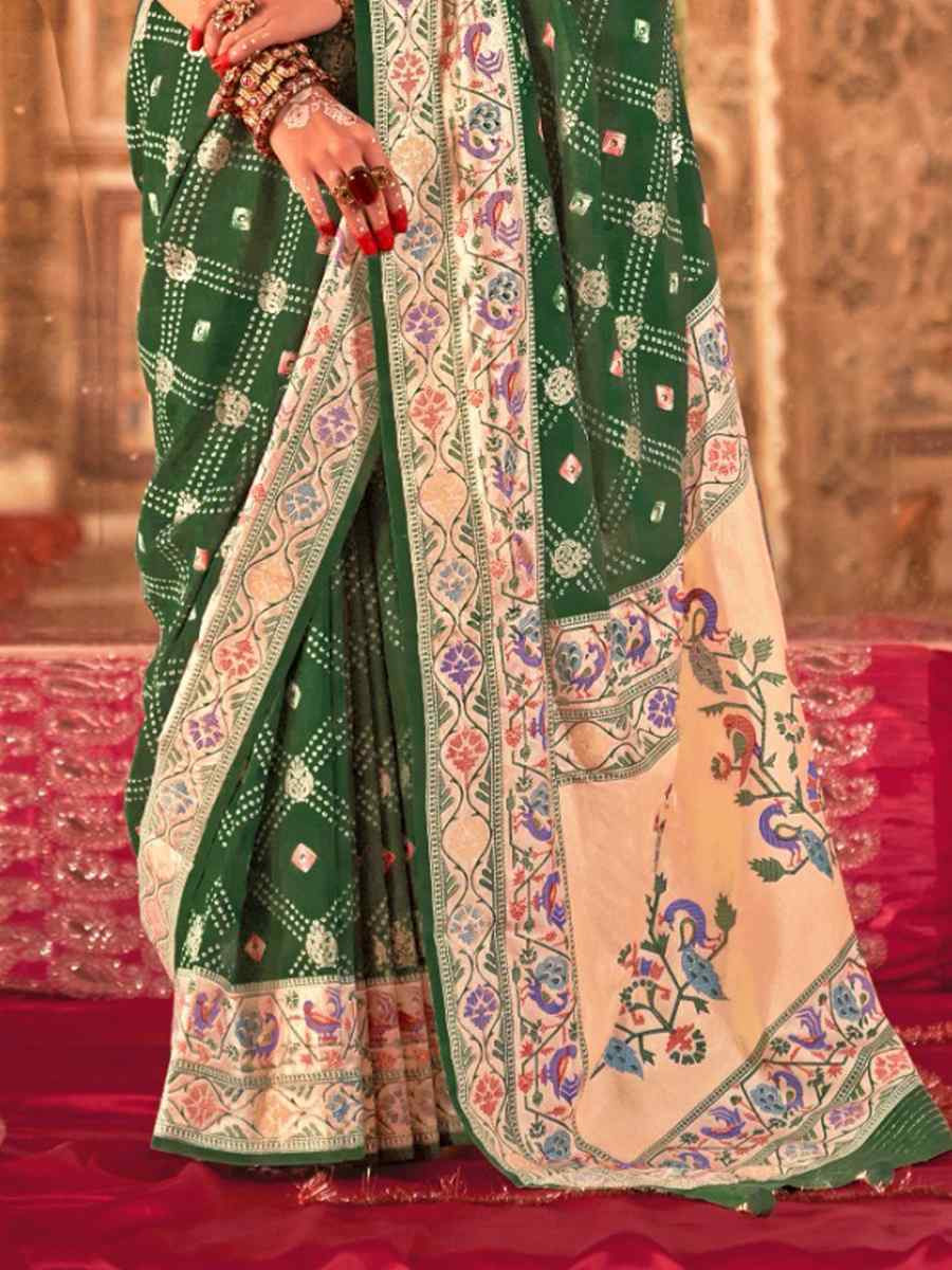 Green Silk Handwoven Festival Wedding Fancy Heavy Border Saree