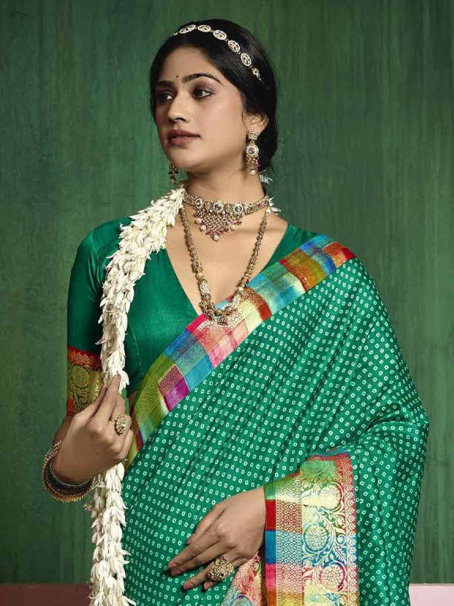 Green Silk Handwoven Festival Wedding Fancy Heavy Border Saree