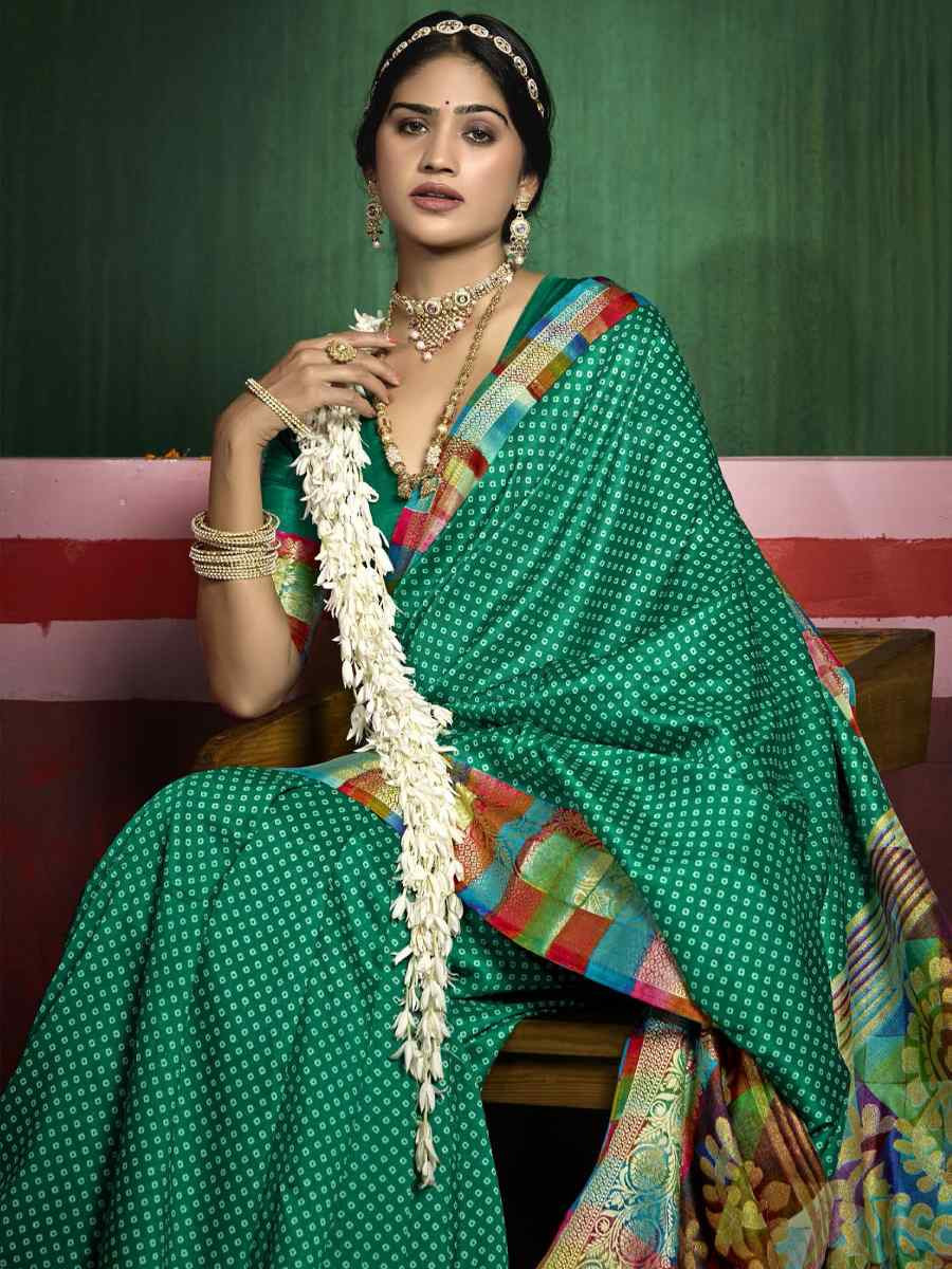Green Silk Handwoven Festival Wedding Fancy Heavy Border Saree
