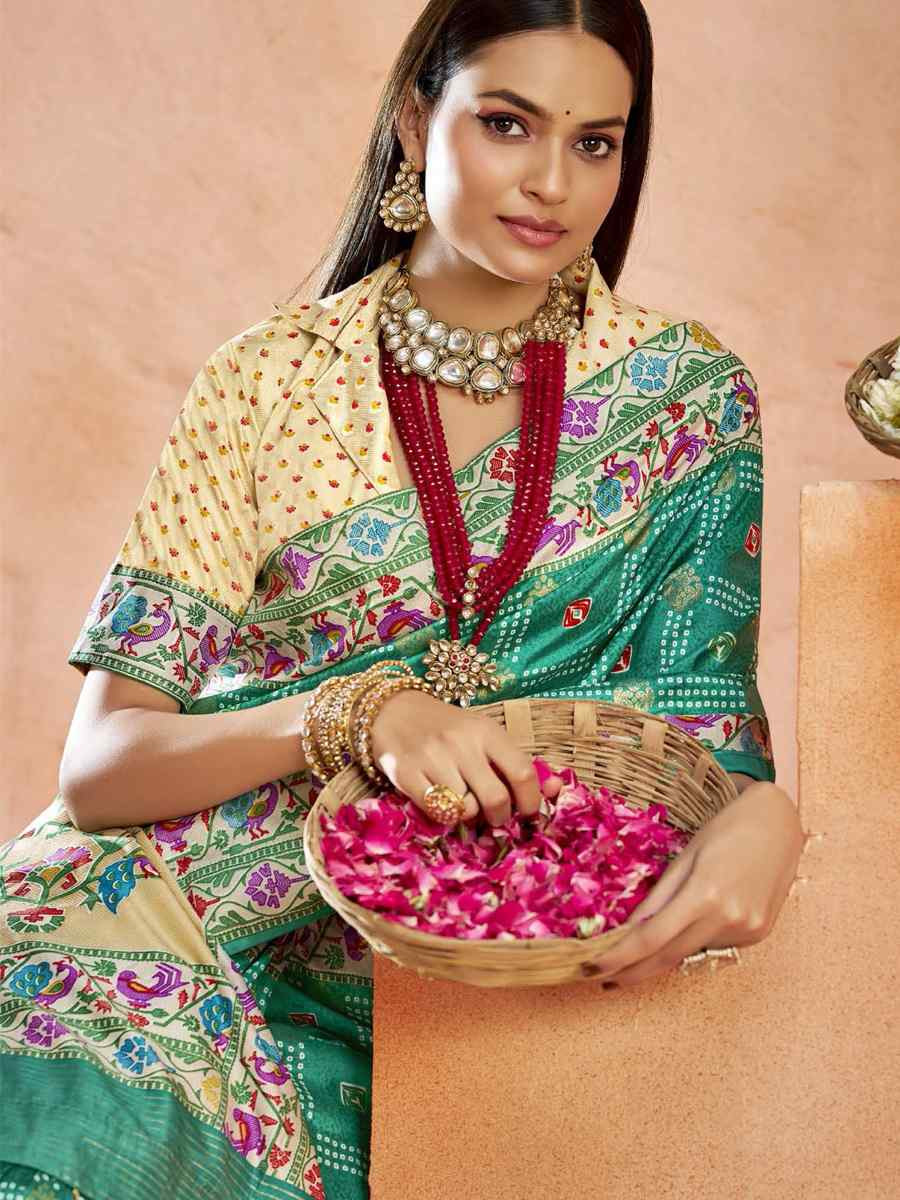 Green Silk Handwoven Festival Wedding Fancy Heavy Border Saree