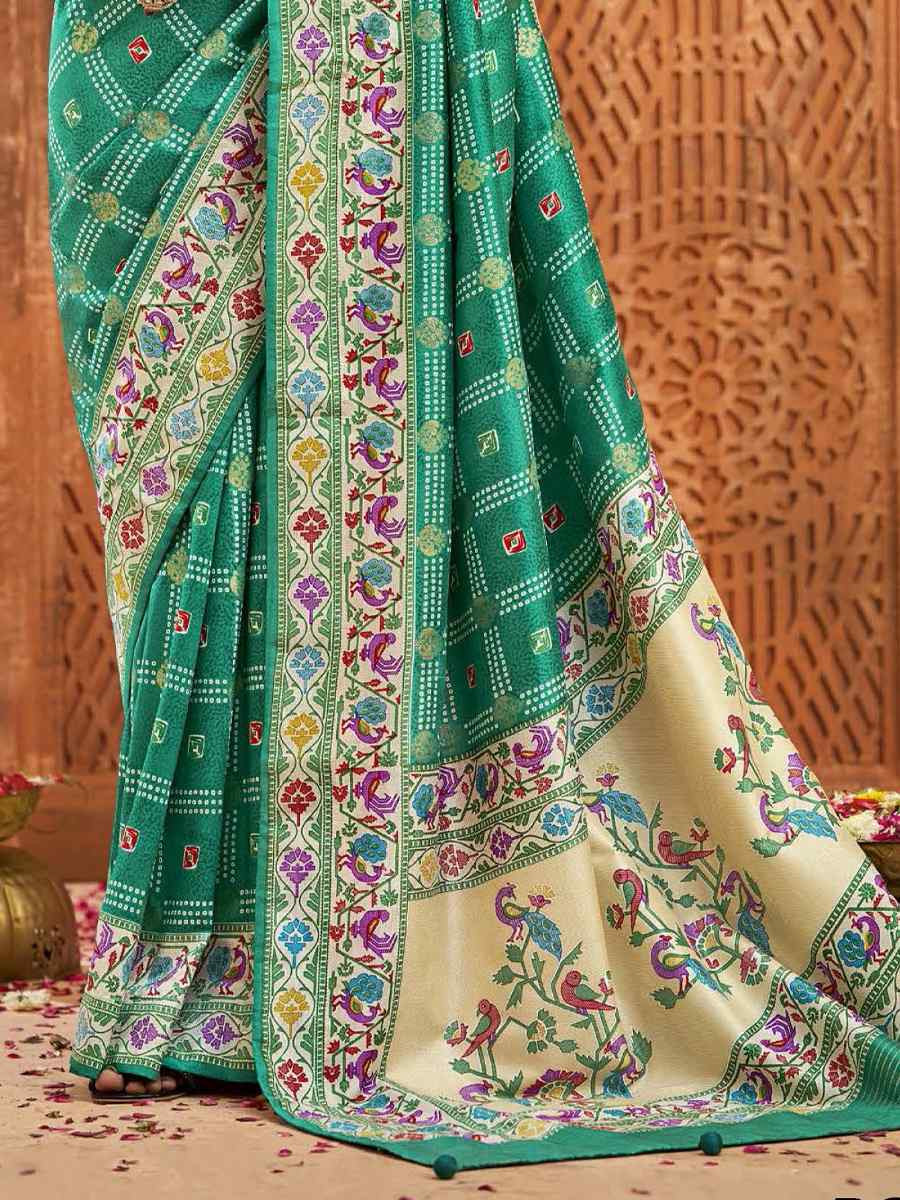 Green Silk Handwoven Festival Wedding Fancy Heavy Border Saree