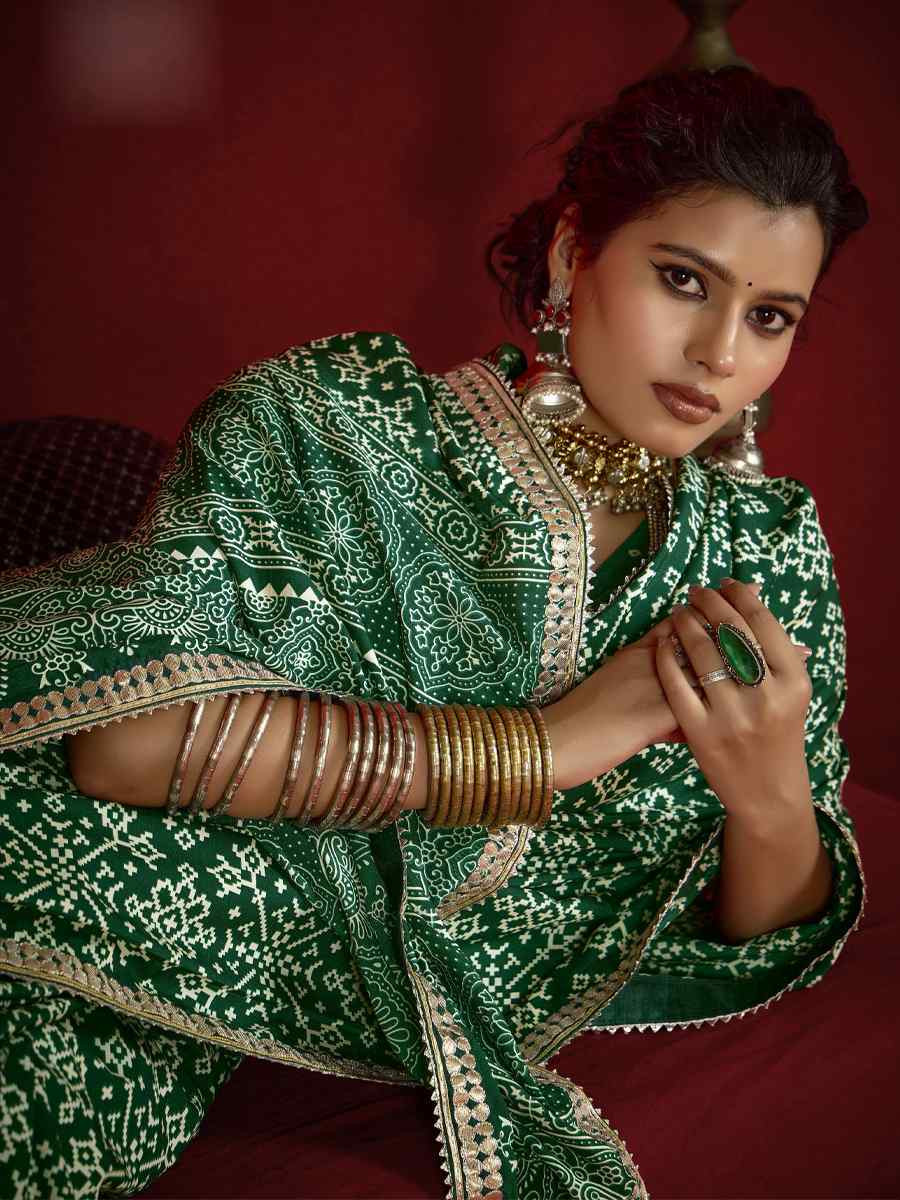 Green Silk Handwoven Festival Wedding Fancy Heavy Border Saree