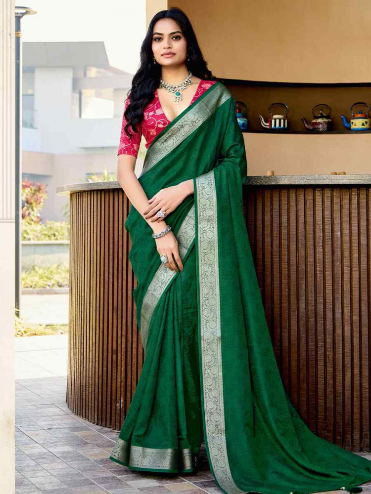 Green Silk Handwoven Festival Wedding Fancy Heavy Border Saree