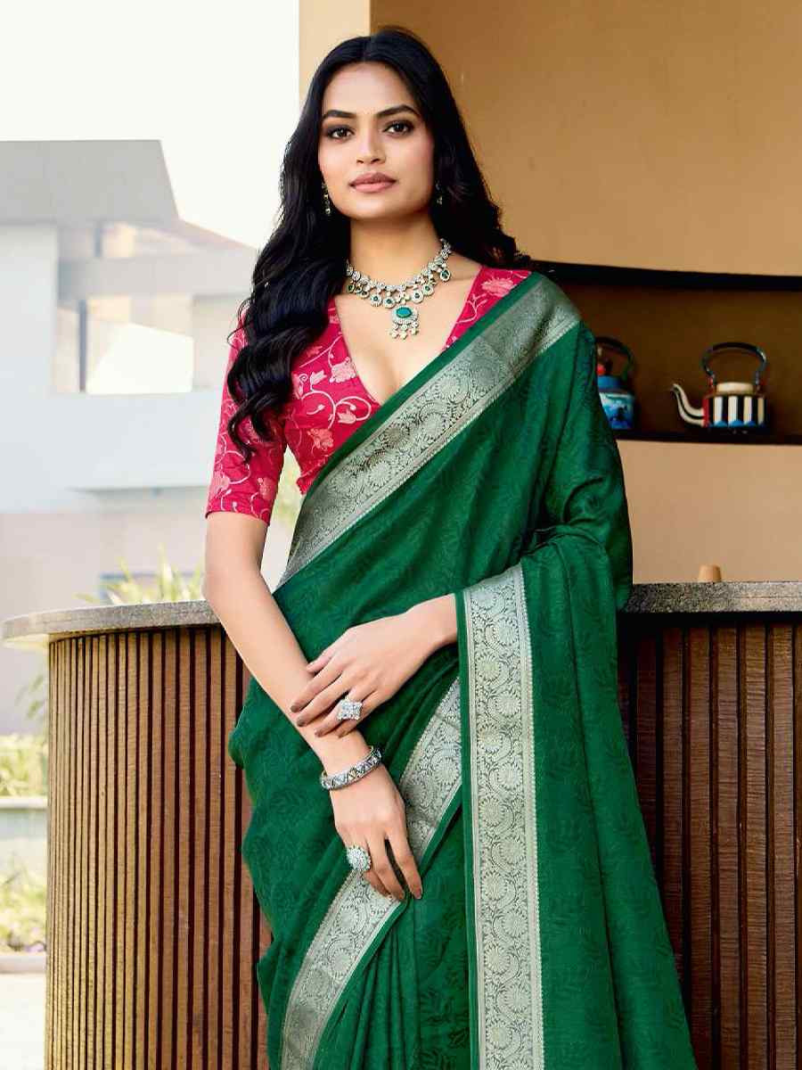 Green Silk Handwoven Festival Wedding Fancy Heavy Border Saree