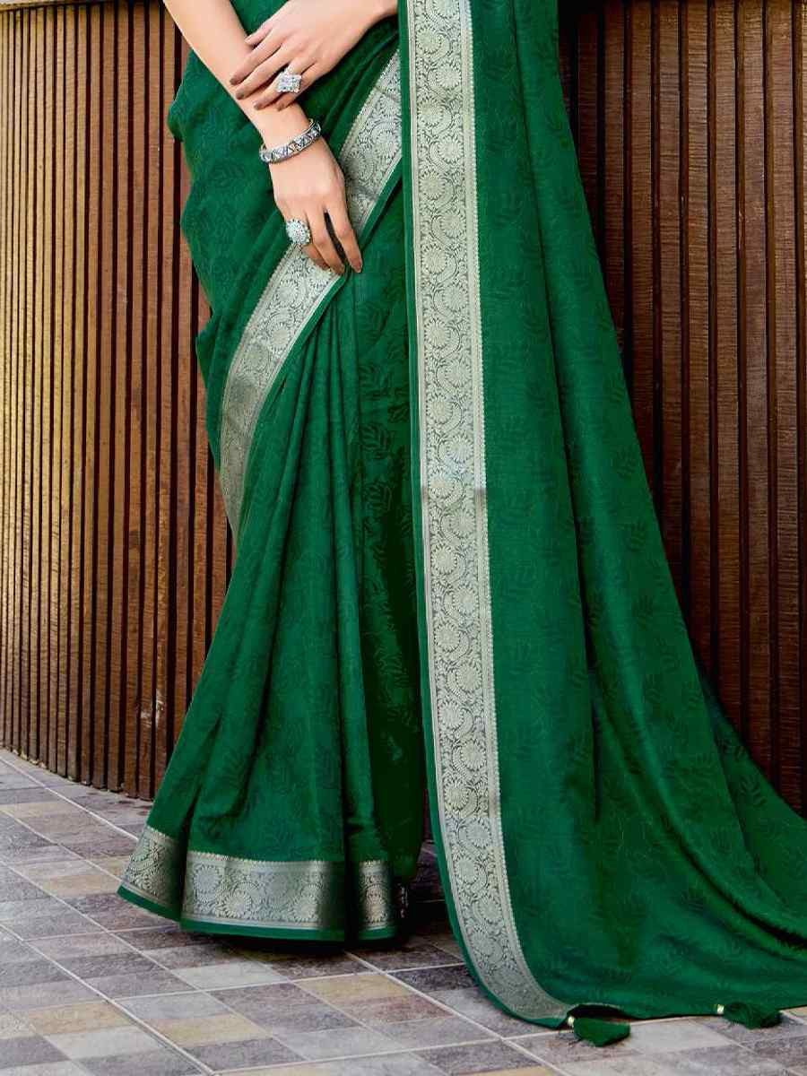 Green Silk Handwoven Festival Wedding Fancy Heavy Border Saree