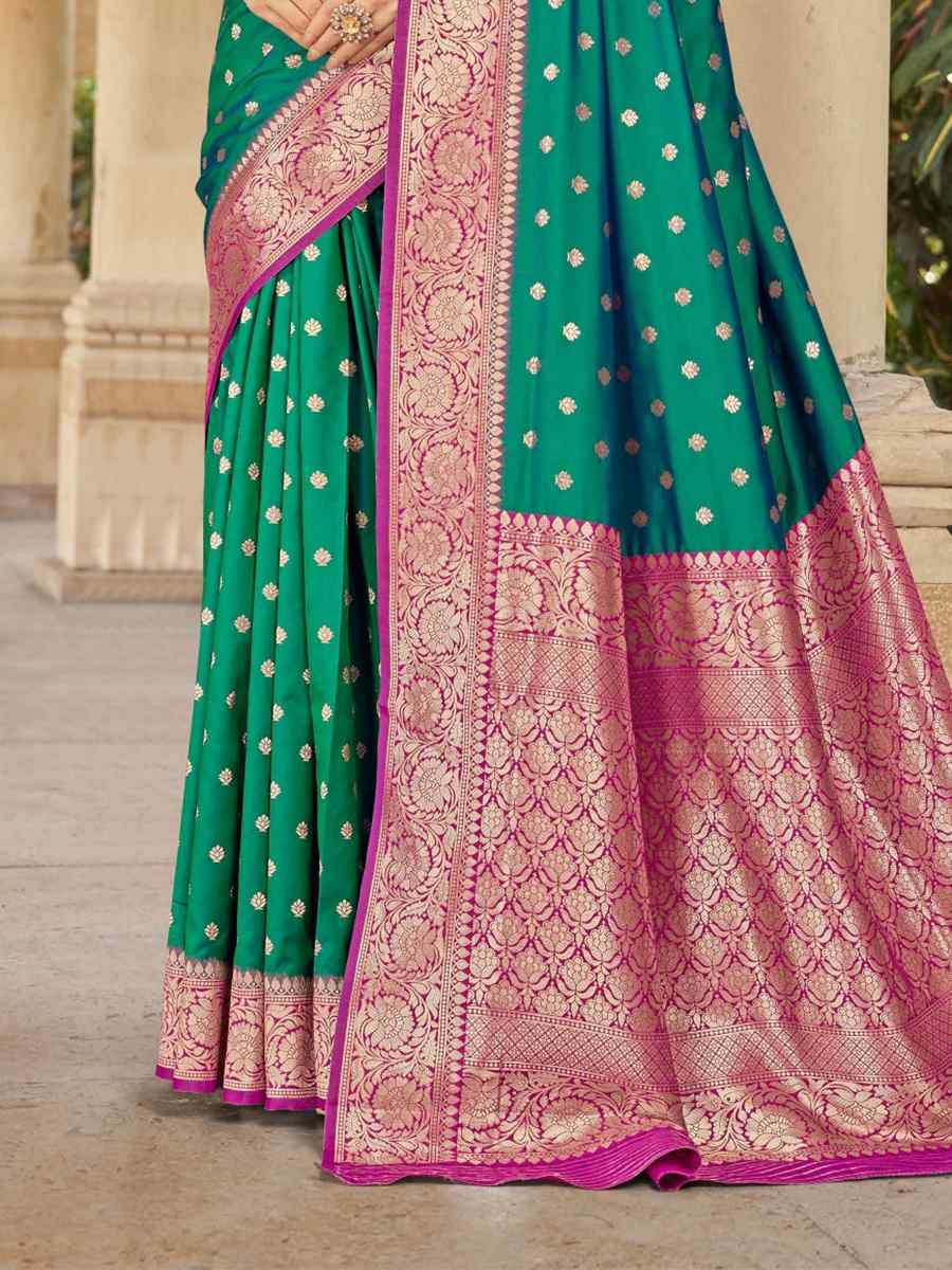 Green Silk Handwoven Festival Wedding Fancy Heavy Border Saree