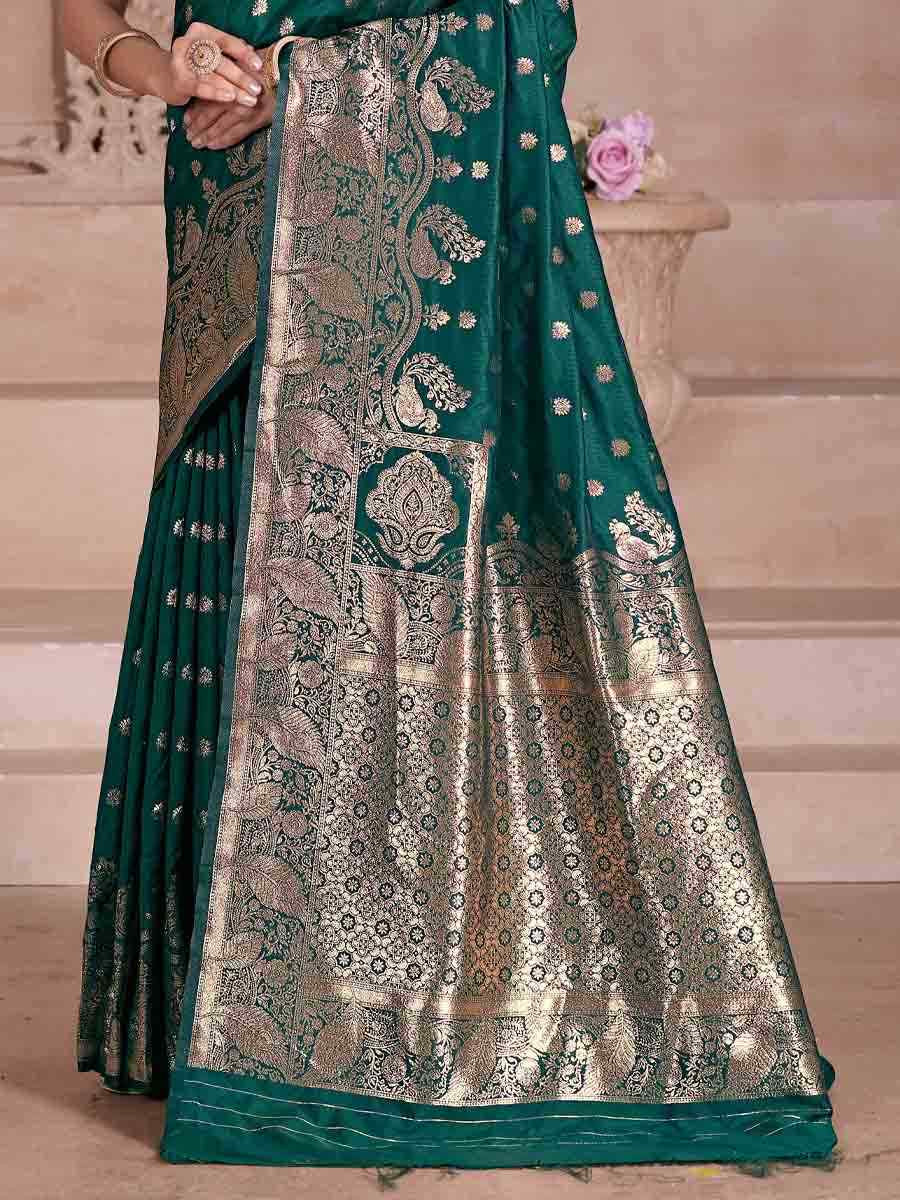 Green Silk Handwoven Festival Wedding Fancy Heavy Border Saree
