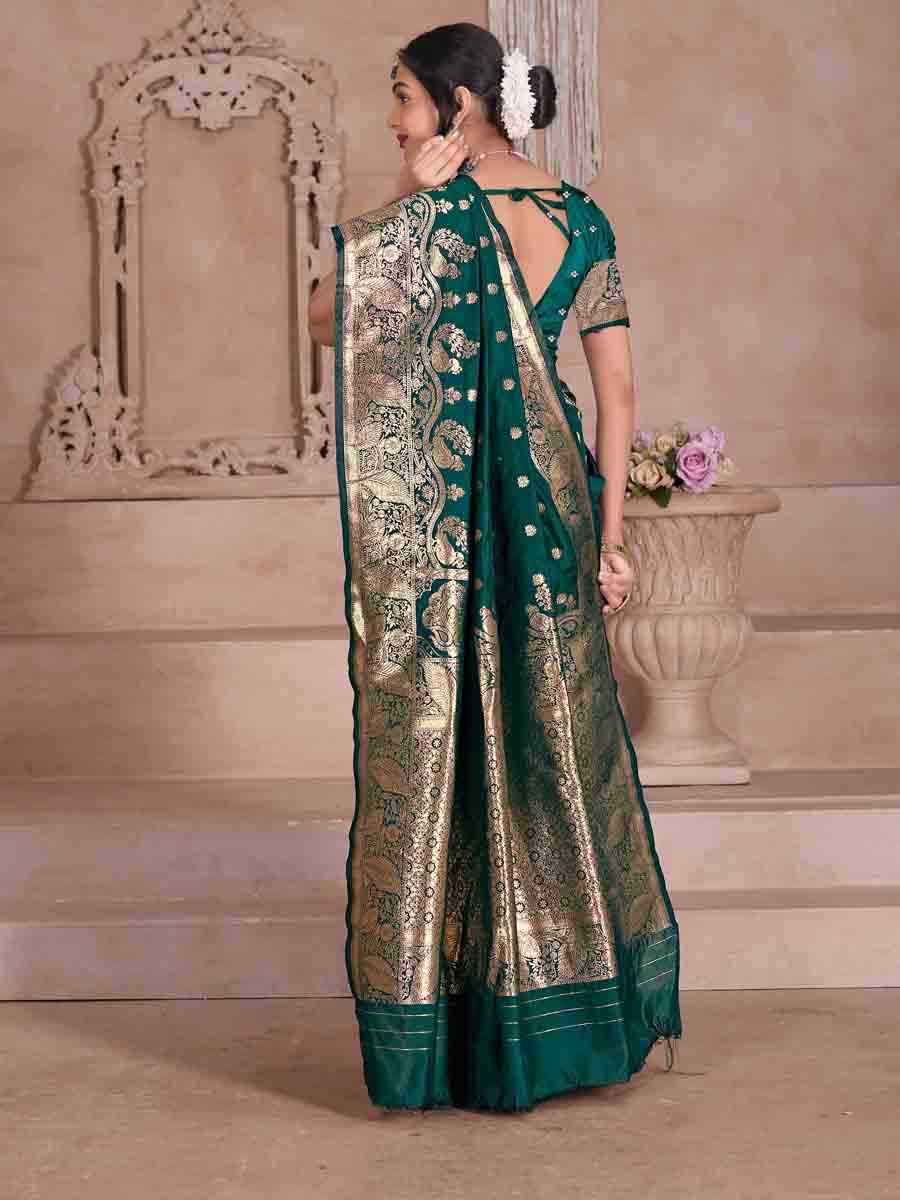 Green Silk Handwoven Festival Wedding Fancy Heavy Border Saree