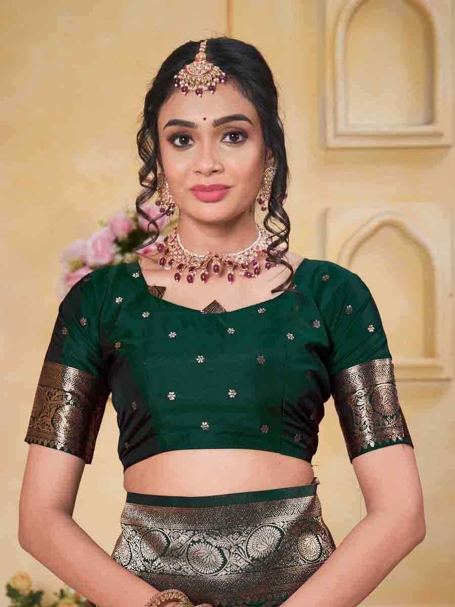 Green Silk Handwoven Festival Wedding Fancy Heavy Border Saree