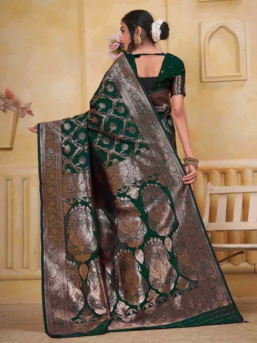 Green Silk Handwoven Festival Wedding Fancy Heavy Border Saree