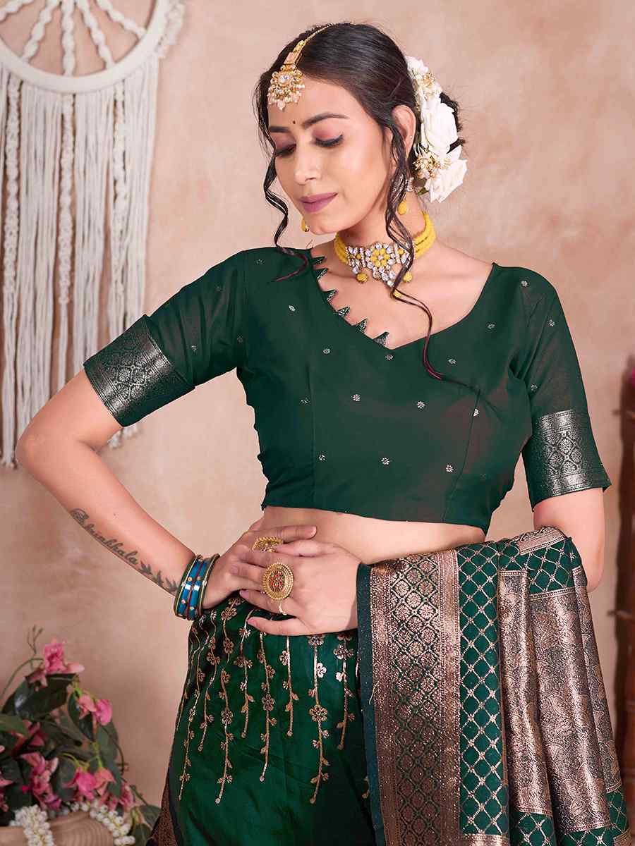 Green Silk Handwoven Festival Wedding Fancy Heavy Border Saree