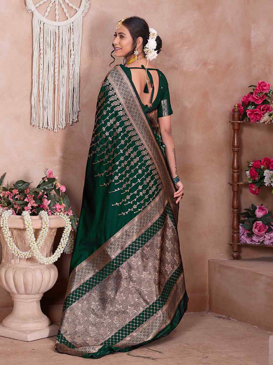 Green Silk Handwoven Festival Wedding Fancy Heavy Border Saree