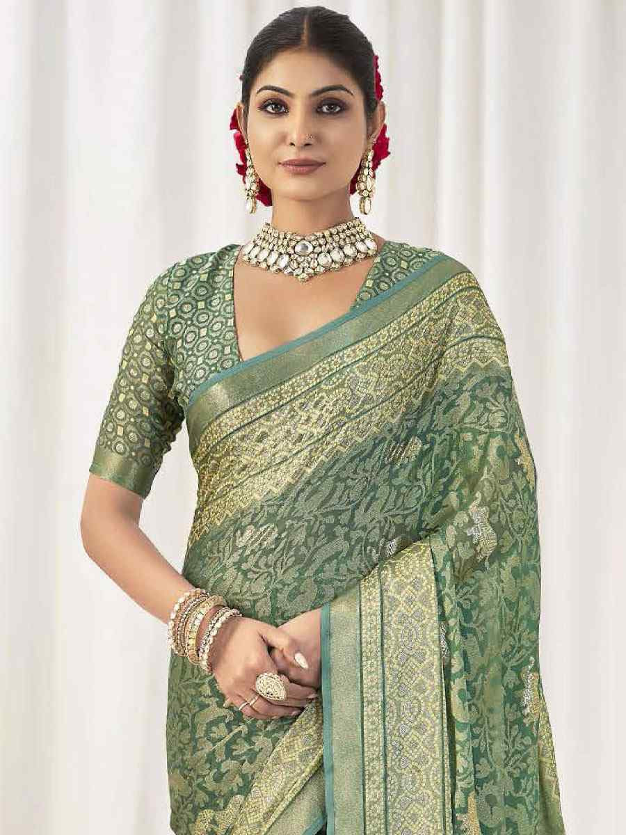 Green Silk Handwoven Traditional Bridal Reception Festival Wedding Fancy Heavy Border Sarees