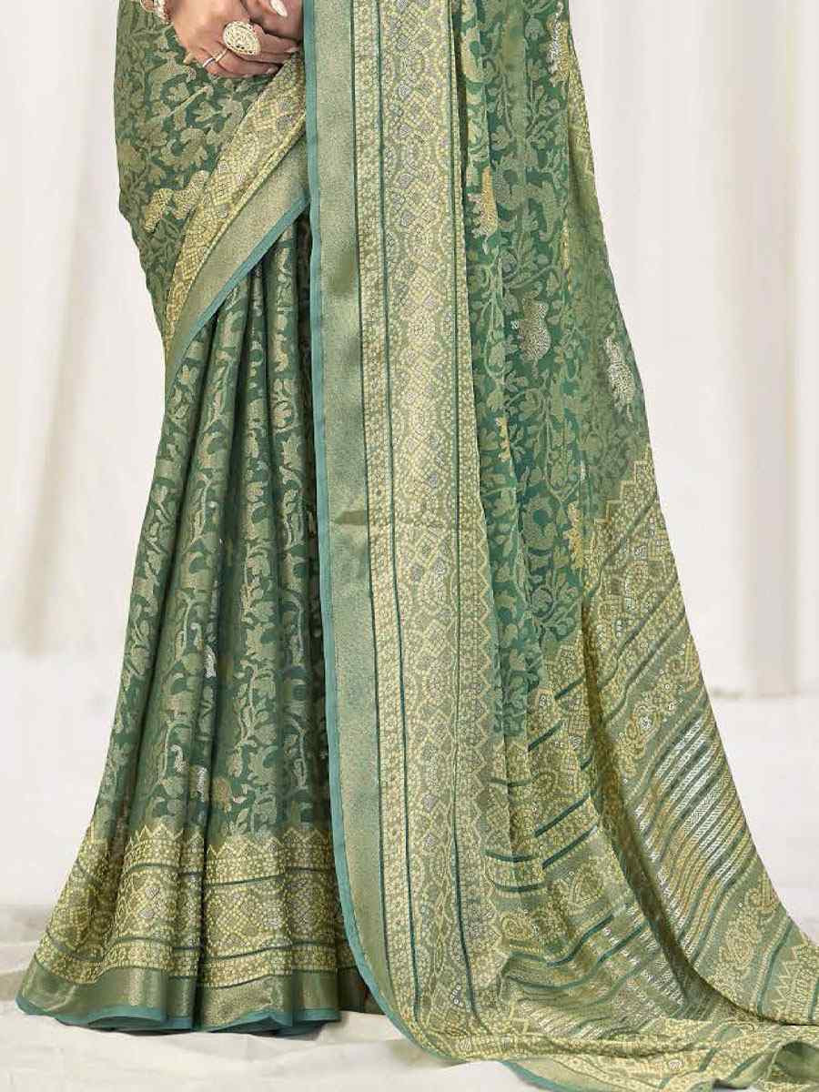 Green Silk Handwoven Traditional Bridal Reception Festival Wedding Fancy Heavy Border Sarees
